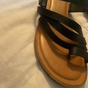 Black slip on sandals